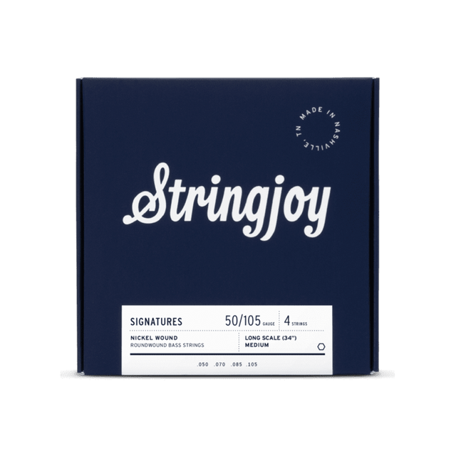 Stringjoy Medium Gauge (50-105) 4 String Long Scale Nickel Wound Bass Guitar Strings