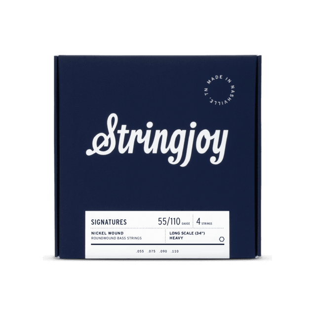 Stringjoy Heavy Gauge (55-110) 4 String Long Scale Nickel Wound Bass Guitar Strings