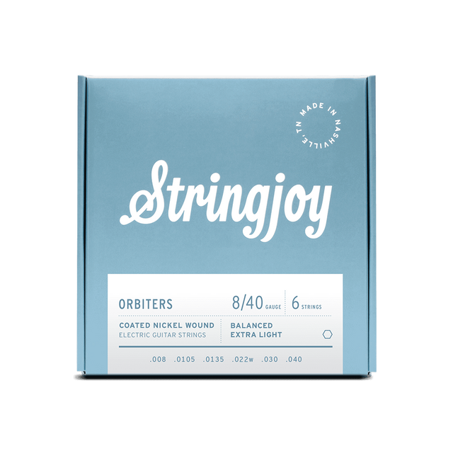 Stringjoy Orbiters | Balanced Extra Light Gauge (8-40) Coated Nickel Wound Electric Guitar Strings