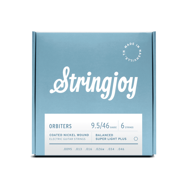 Stringjoy Orbiters | Balanced Super Light Plus Gauge (9.5-46) Coated Nickel Wound Electric Guitar Strings