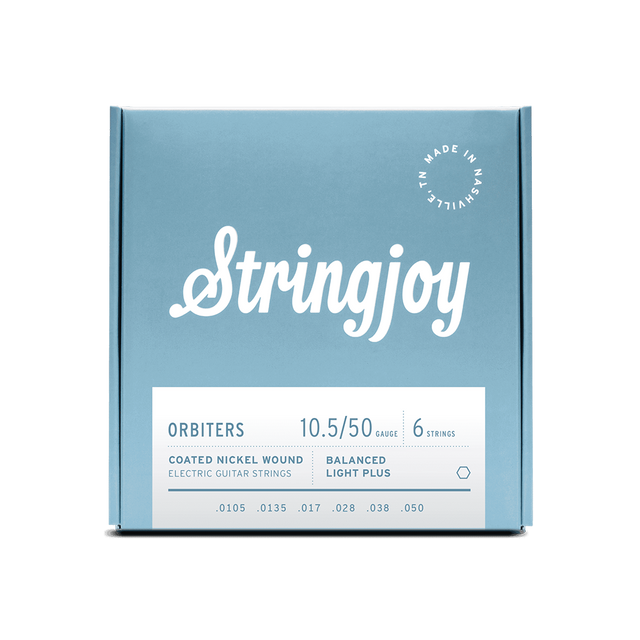 Stringjoy Orbiters | Balanced Light Plus Gauge (10.5-50) Coated Nickel Wound Electric Guitar Strings