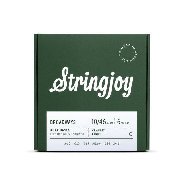 Stringjoy Broadways | Classic Light Gauge (10-46) Pure Nickel Electric Guitar Strings