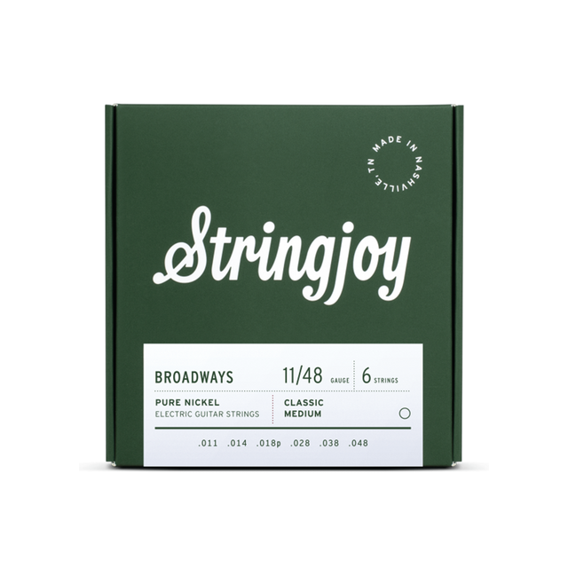 Stringjoy Broadways | Classic Medium Gauge (11-48) Pure Nickel Electric Guitar Strings