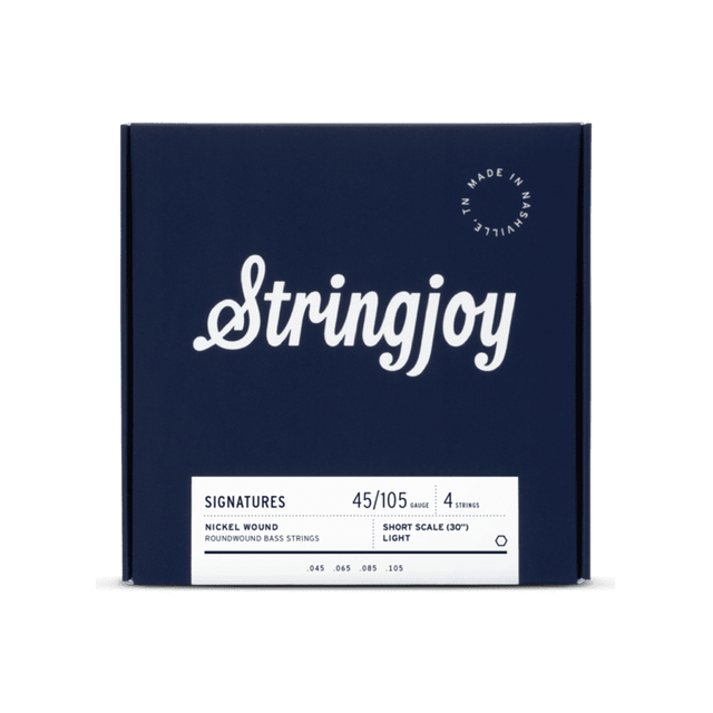 Stringjoy Light Gauge (45-105) 4 String Long Scale Nickel Wound Bass Guitar Strings