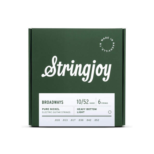 Stringjoy Broadways | Heavy Bottom Light Gauge (10-52) Pure Nickel Electric Guitar Strings